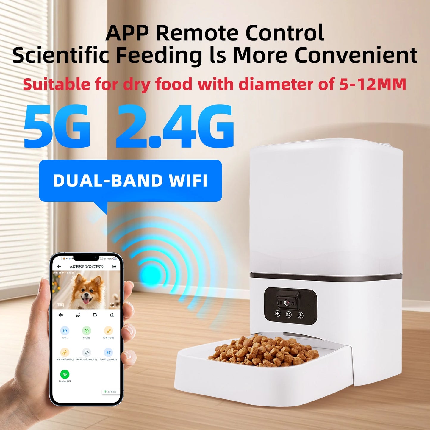 Smart WiFi Pet Feeder with HD Camera - 6L Large Capacity Automatic Dispenser