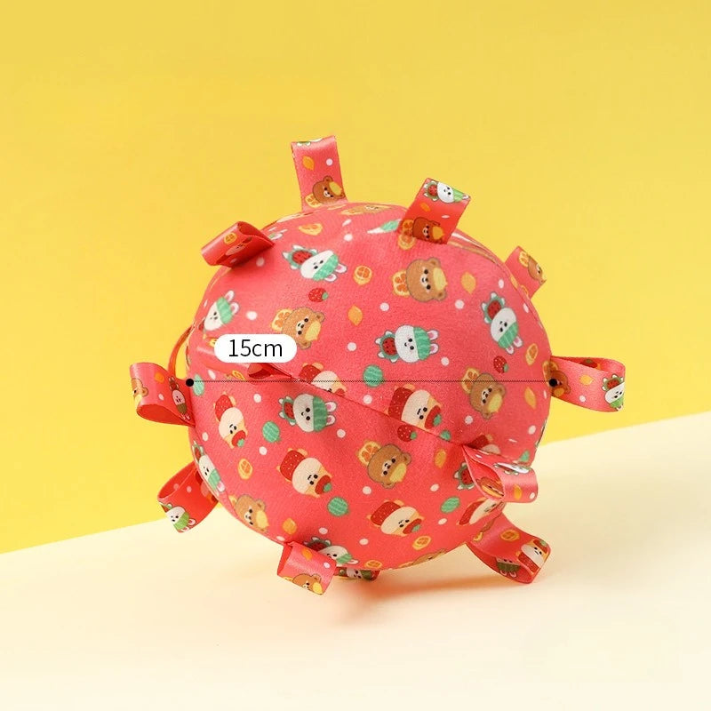 Interactive Ball Dog Toy with Plush Handle and Bells