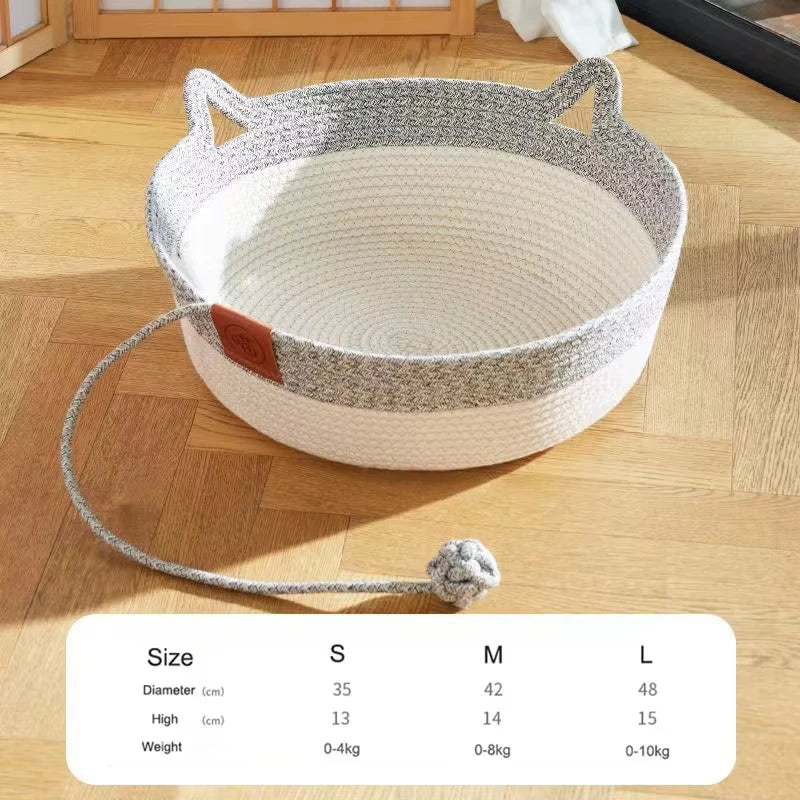 Hand-Woven Rattan Cat Bed – Summer Cooling