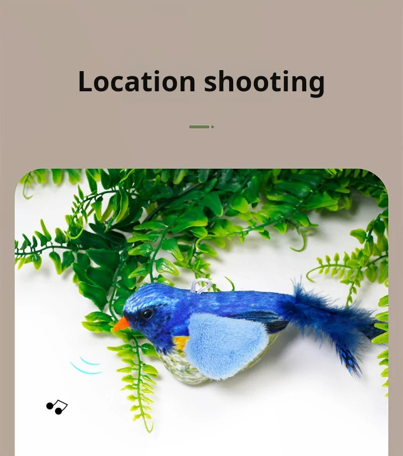 Interactive Bird Sound Cat Toy - Plush Hanging Teaser with Realistic Calls