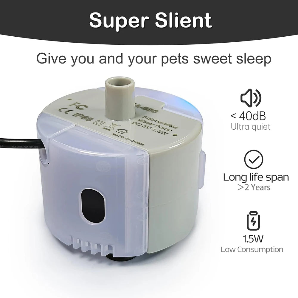 Ultra-Quiet USB Water Pump for Pet Fountains - SMA-800 Replacement Pump