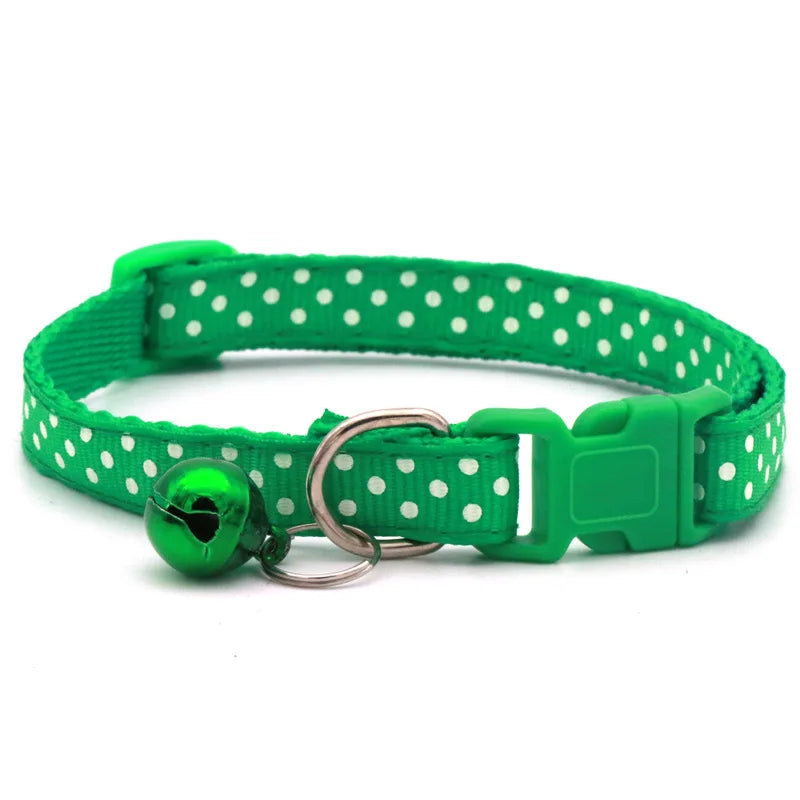 Collier à pois ajustable avec clochette pour chat et petit chien