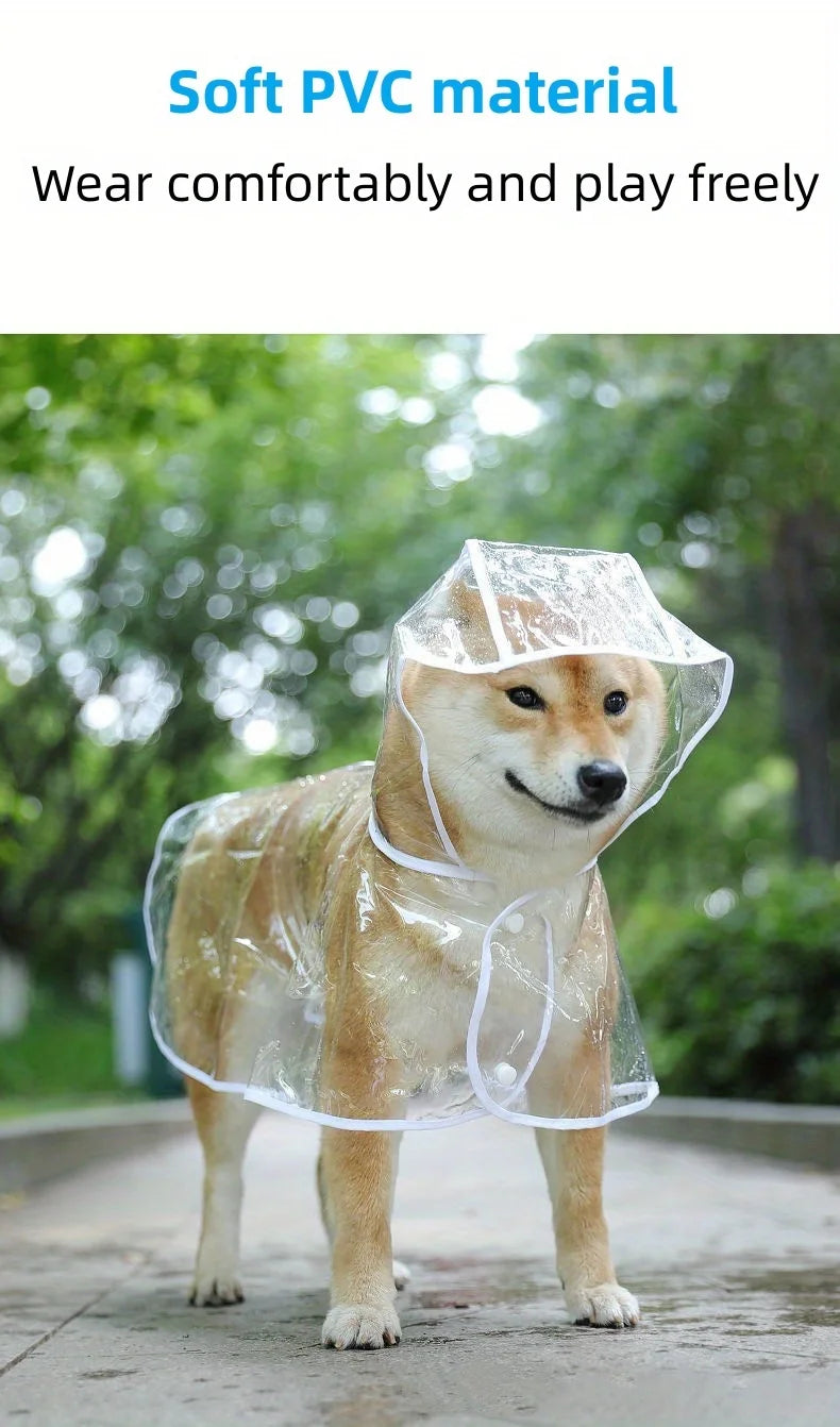 Clear Transparent Pet Raincoat with Hood - Waterproof Poncho for Small Dogs & Cats