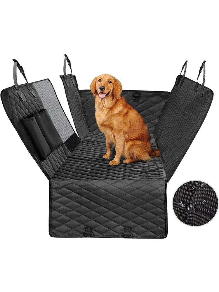 Housse de siège de voiture hamac imperméable antidérapante pour chien avec fenêtre en filet