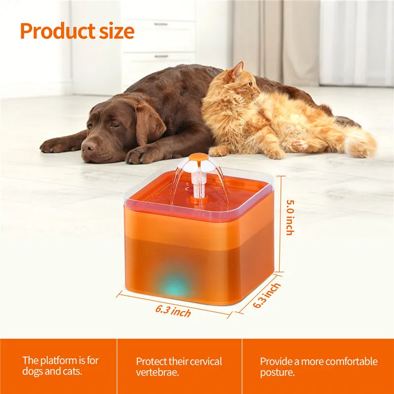2L LED Pet Water Fountain with USB Power - Automatic Filtration System for Cats & Dogs