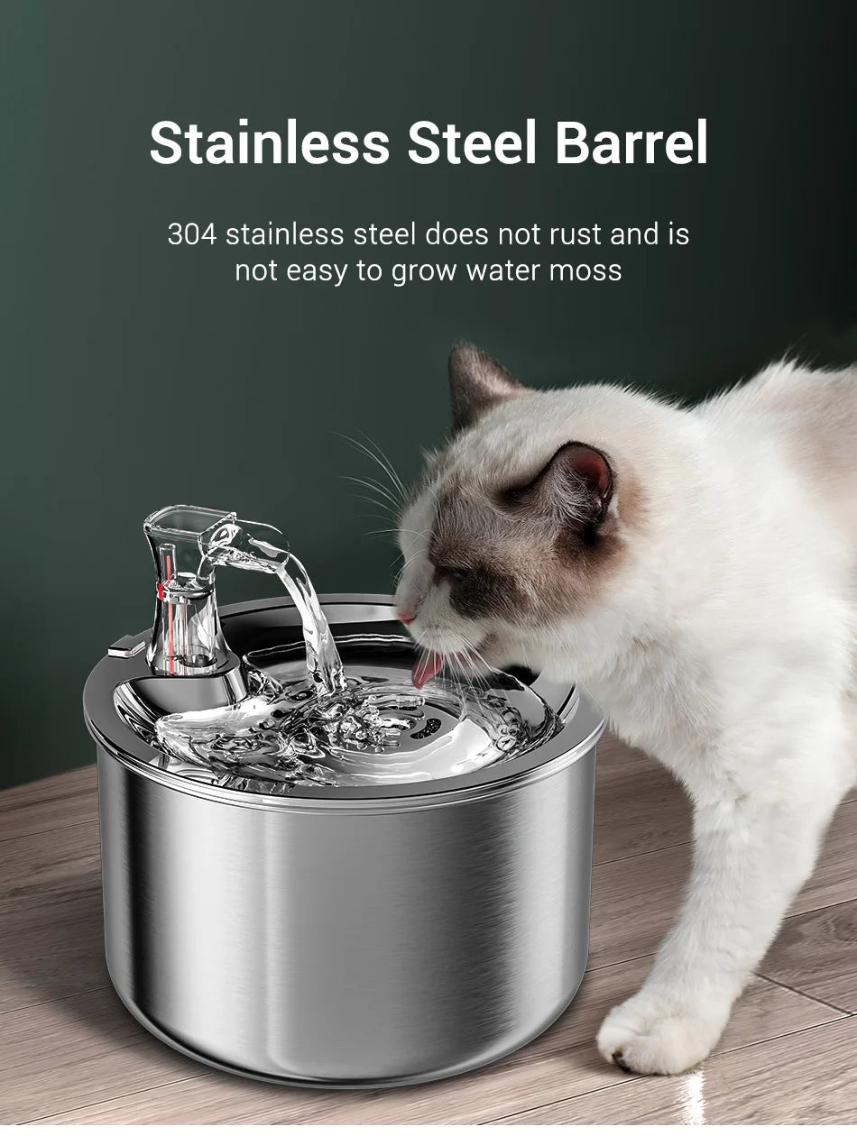 Premium Stainless Steel Cat Water Fountain with Smart Motion Sensor