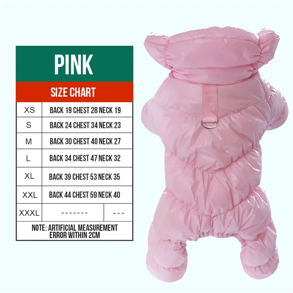 Waterproof Fleece Dog Jumpsuit with D-Ring for Small Dogs