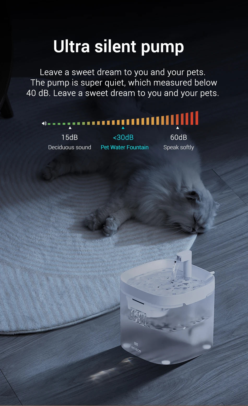 Transparent Smart Cat Water Fountain with Automatic Purifier System