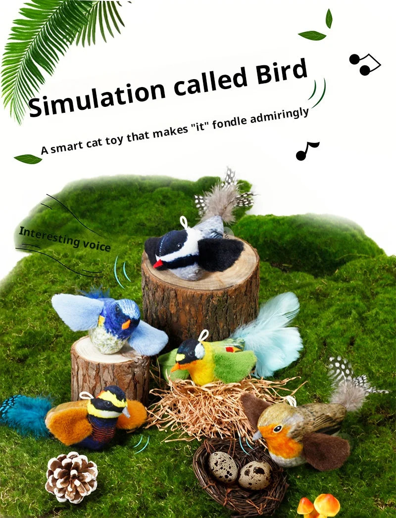 Interactive Bird Sound Cat Toy - Plush Hanging Teaser with Realistic Calls