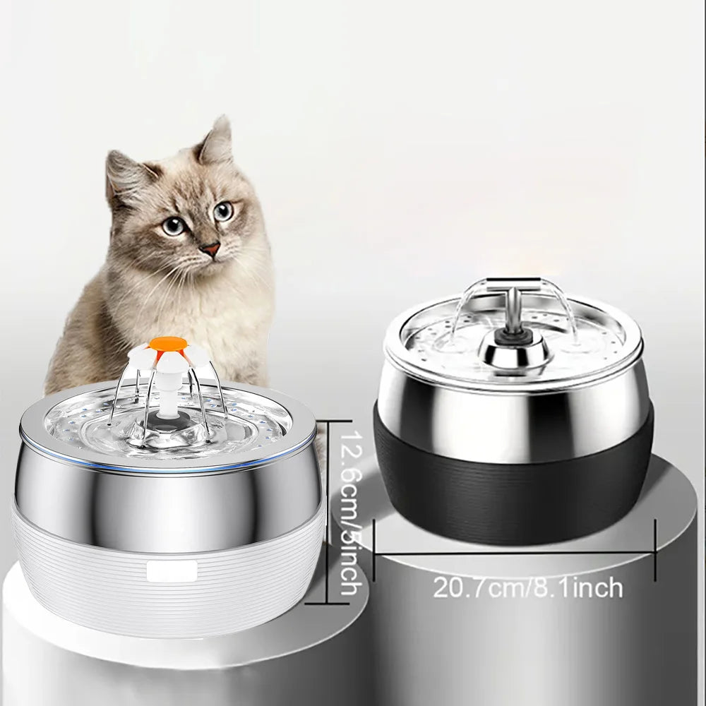 Automatic Stainless Steel Pet Water Fountain with Filter - 3L Capacity