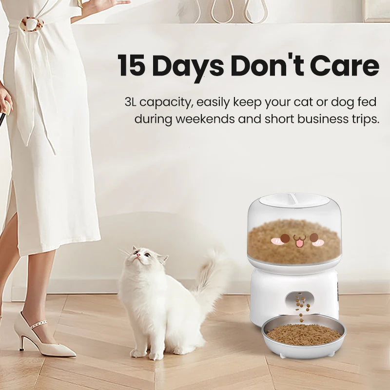 3L Smart WiFi Automatic Pet Feeder with Button Control and Remote Feeding