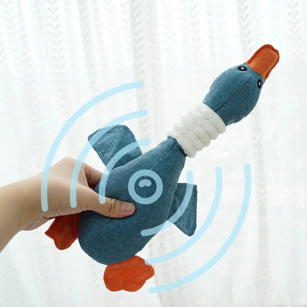 Squeaky Goose Dog Toy - Interactive Sound Toy for Dental Health