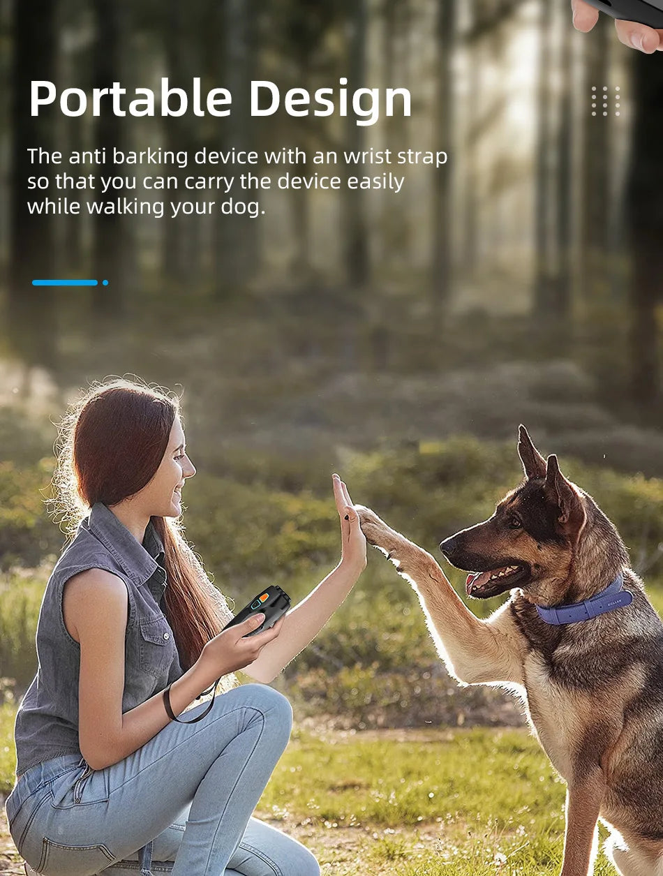Ultrasonic Dog Training Device with Anti-Barking Technology and LED Flashlight