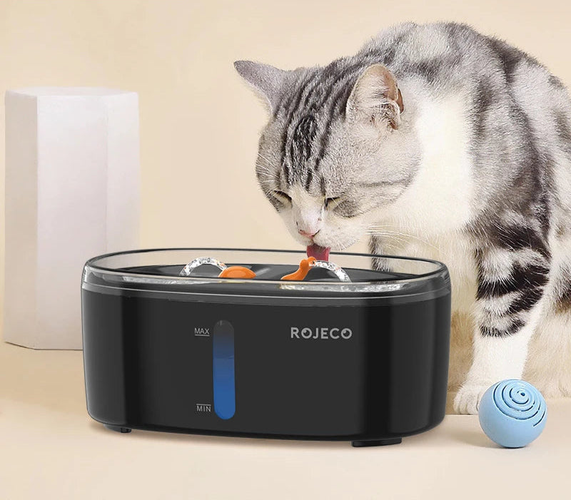 Automatic Cat Water Fountain with Dual Bowls - Wireless Pet Water Dispenser