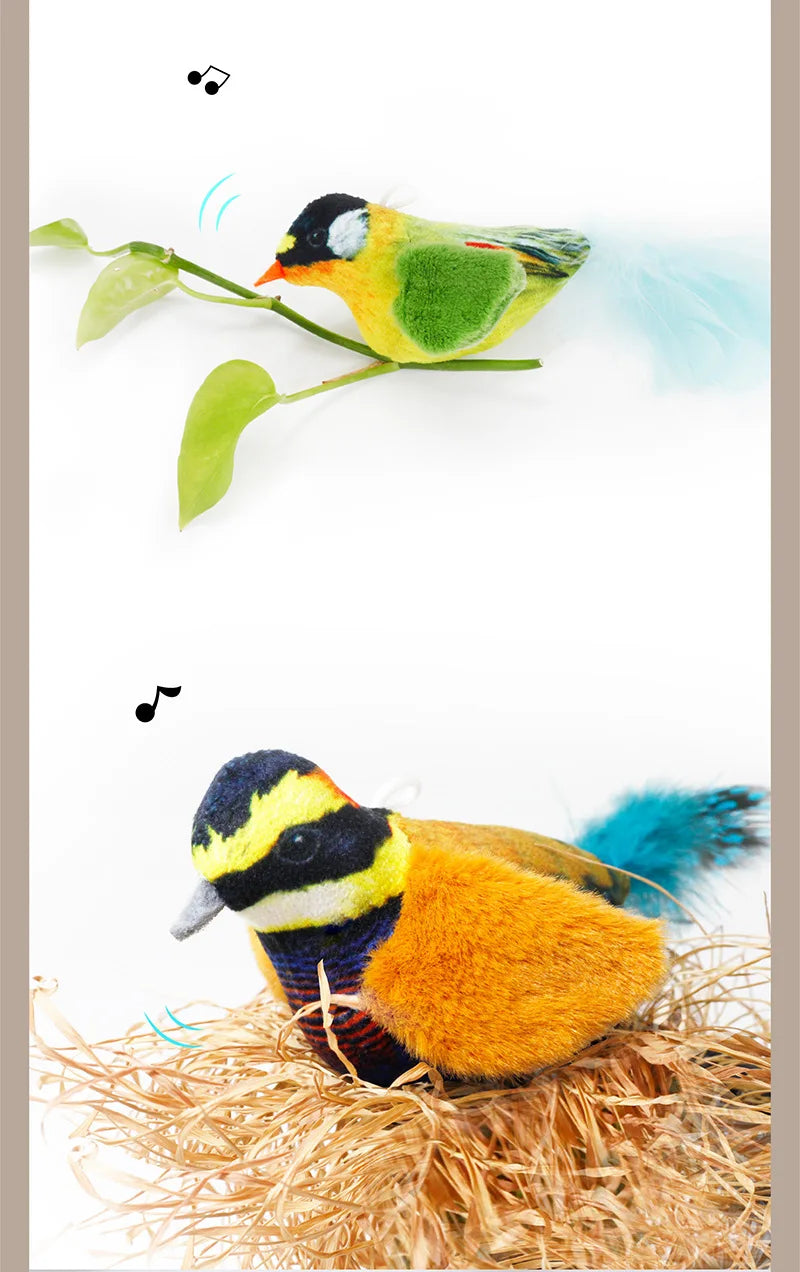 Interactive Bird Sound Cat Toy - Plush Hanging Teaser with Realistic Calls