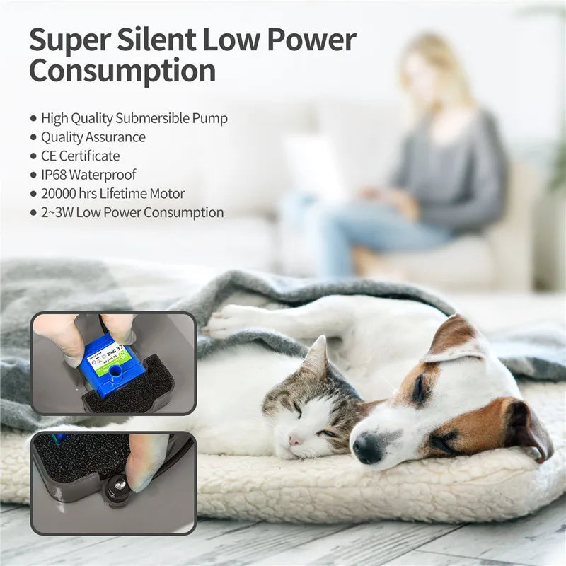 2L LED Pet Water Fountain with USB Power - Automatic Filtration System for Cats & Dogs