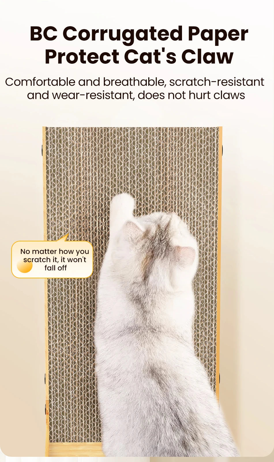 L-Shaped Cat Scratching Board with Claw Grinding Surface and Furniture Protection