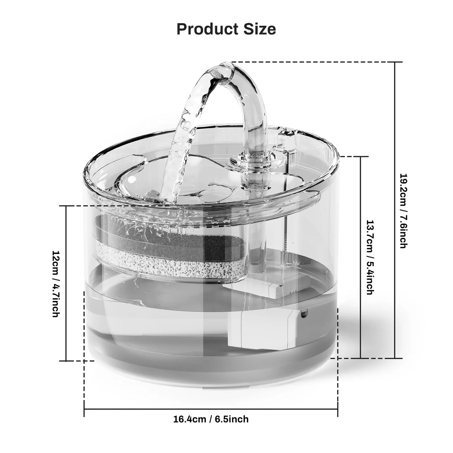 2.2L Silent Pet Water Fountain with Visible Filtration - Automatic Dispenser for Cats & Dogs