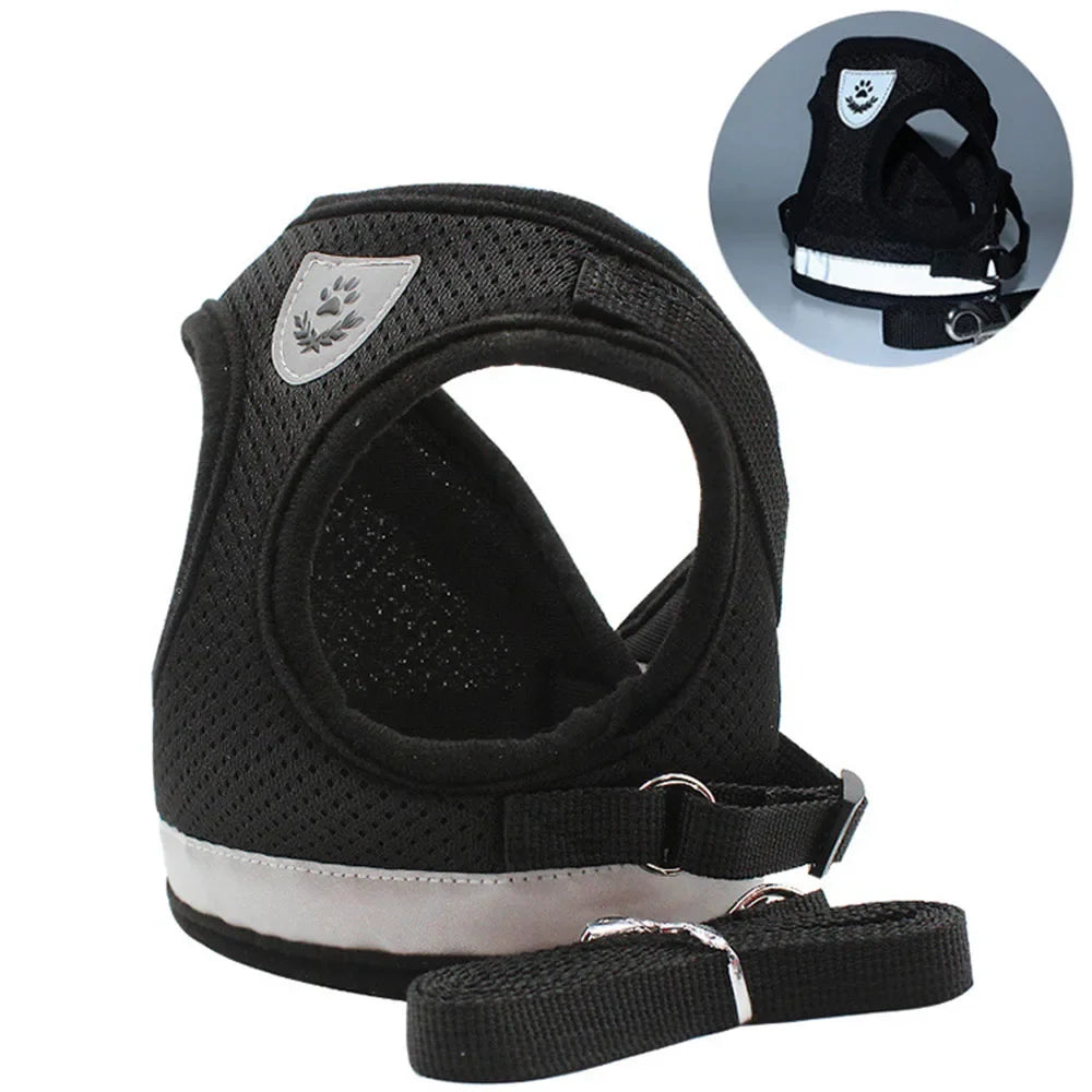 Cat Harness and Leash Set - Escape-Proof Reflective Mesh Vest