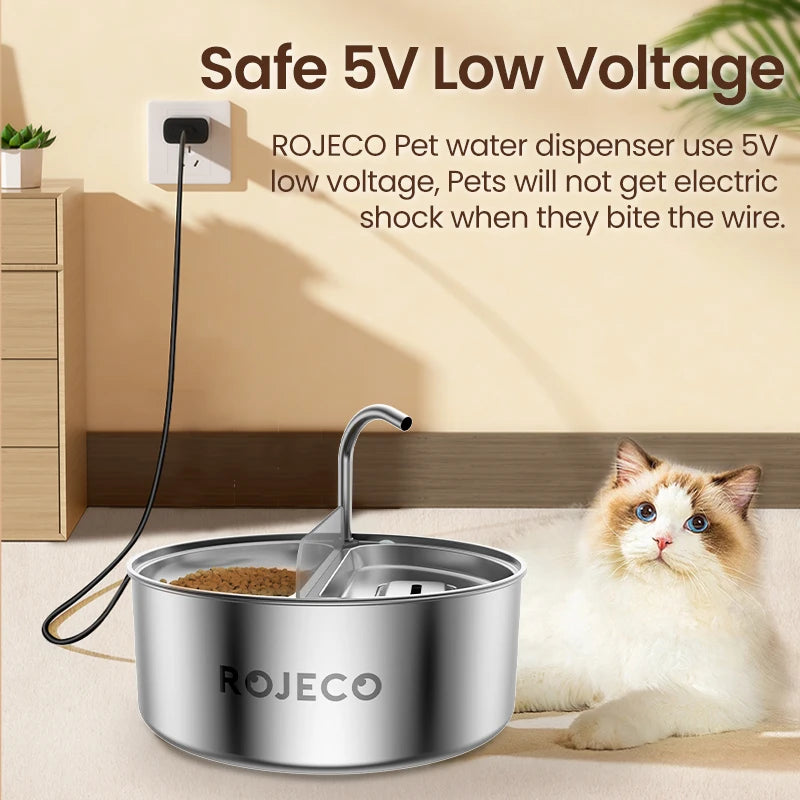 2-in-1 Automatic Pet Water Dispenser with Stainless Steel Feeder Bowl