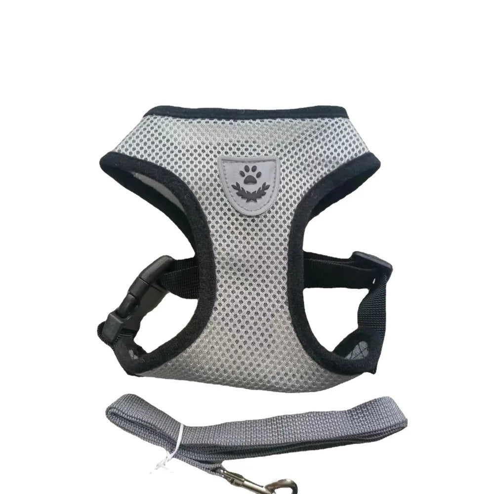 Adjustable Small Dog Harness and Leash Set - Breathable Vest