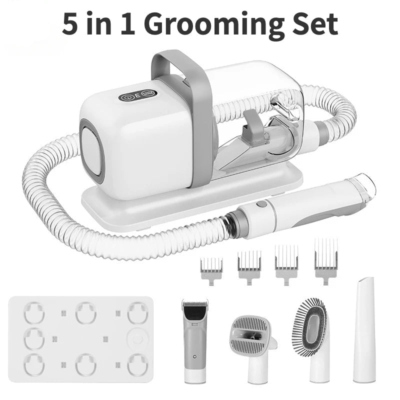 7-in-1 Pet Grooming Vacuum Kit - Professional Clippers and Shedding Tools for Dogs and Cats