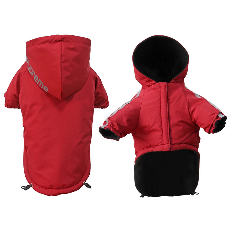 Imperméable pour chien à capuche avec liseré réfléchissant