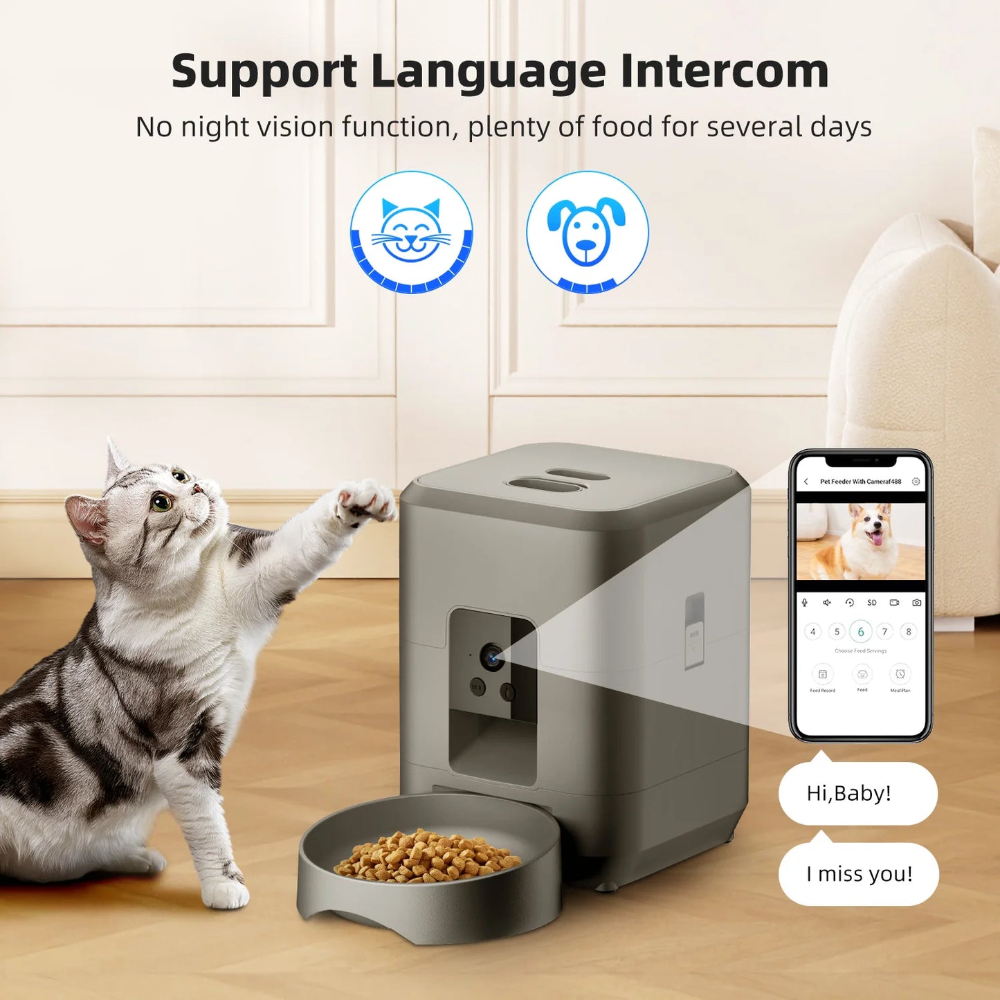 Smart Wi-Fi Pet Feeder with Camera - 2L Automatic Food Dispenser for Dogs & Cats