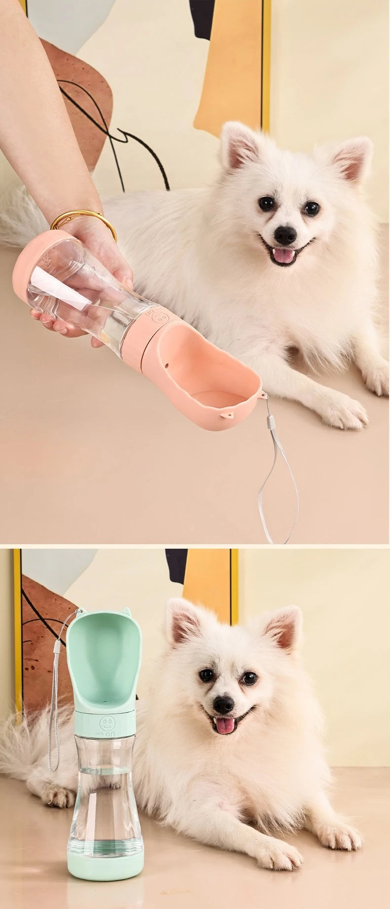 Bouteille d'eau portable pour chien avec gamelle intégrée