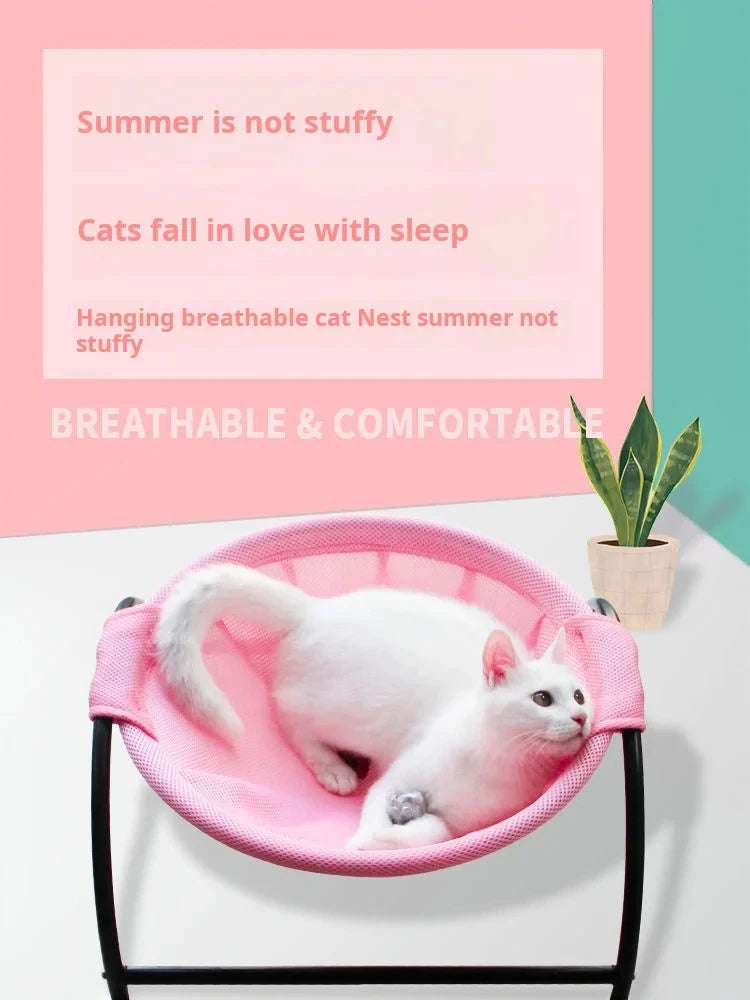 Elevated Pet Hammock Bed - Free-Standing Metal Frame with Breathable Fabric