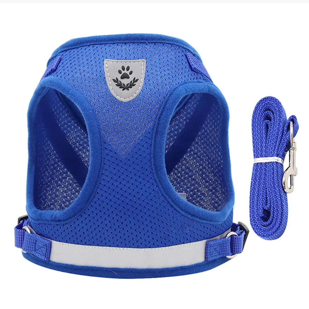 Cat Harness and Leash Set - Escape-Proof Reflective Mesh Vest