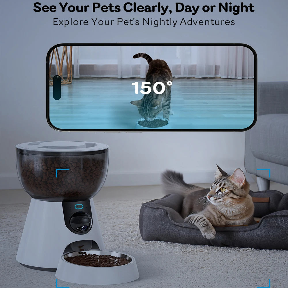 Smart Pet Feeder with 5G Camera - 4L Large Capacity Automatic Food Dispenser