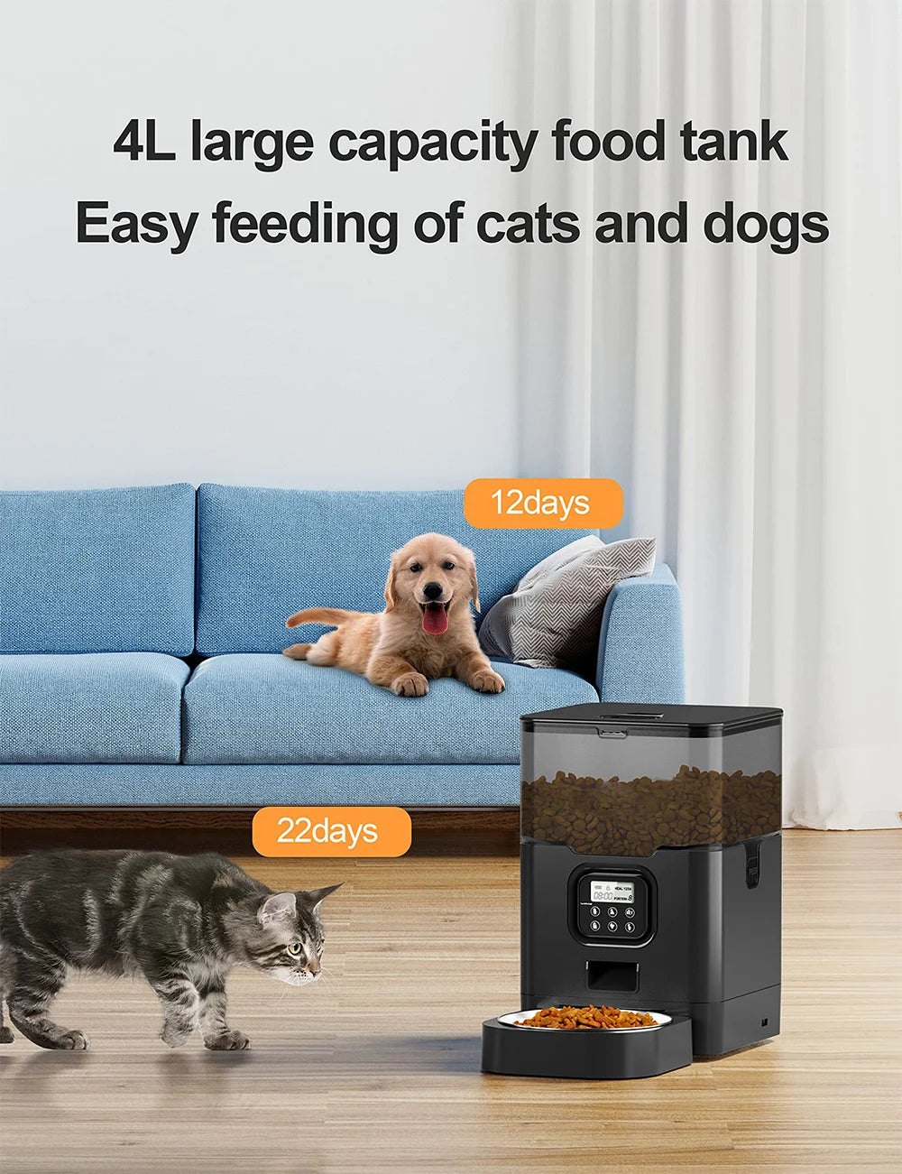 Women's Smart Automatic Pet Feeder with WiFi Control - 4L Large Capacity