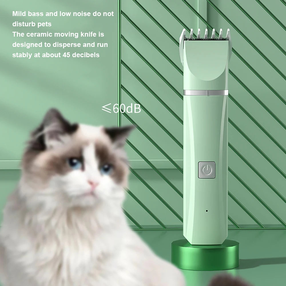 Professional 4-in-1 Pet Grooming Kit - Cordless Hair Clipper and Nail Trimmer Set