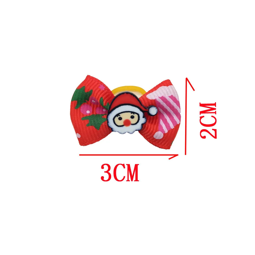 Christmas Dog Hair Bows with Rubber Bands - Handmade Grooming Accessories (50/1000 Pack)