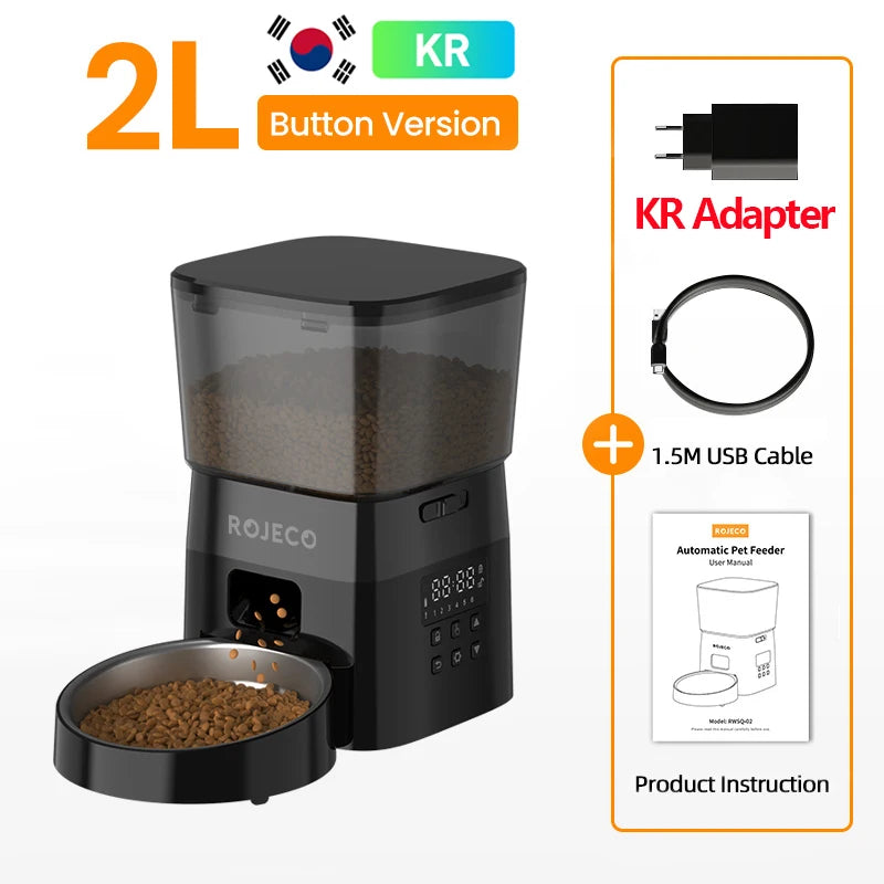Smart Automatic Cat Feeder with Button Control and Kibble Dispenser