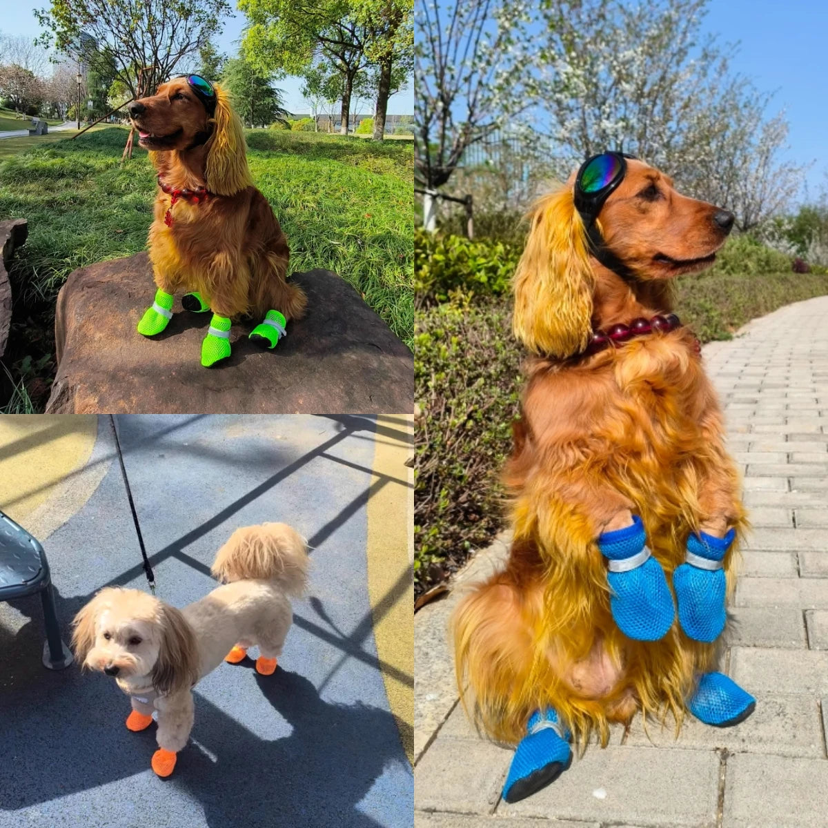 Summer Dog Shoes - Breathable Anti-Slip Outdoor Boots Set of 4