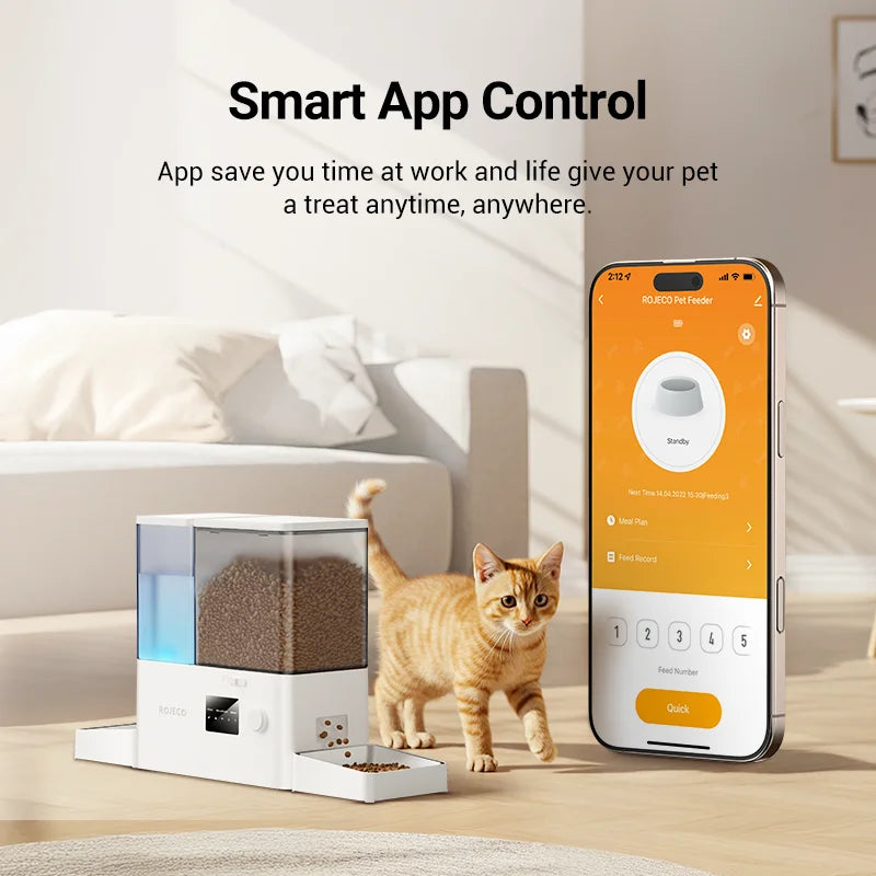 8.5L Automatic Pet Feeder with Water Fountain - WiFi Remote Control Smart Dispenser