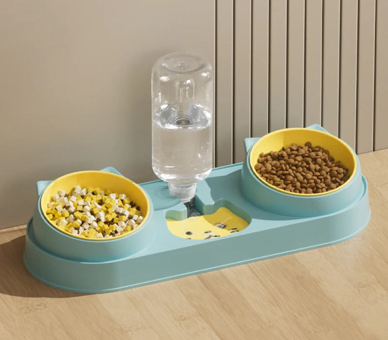 3-in-1 Pet Bowl Set with Automatic Water Dispenser and Dual Feeding System