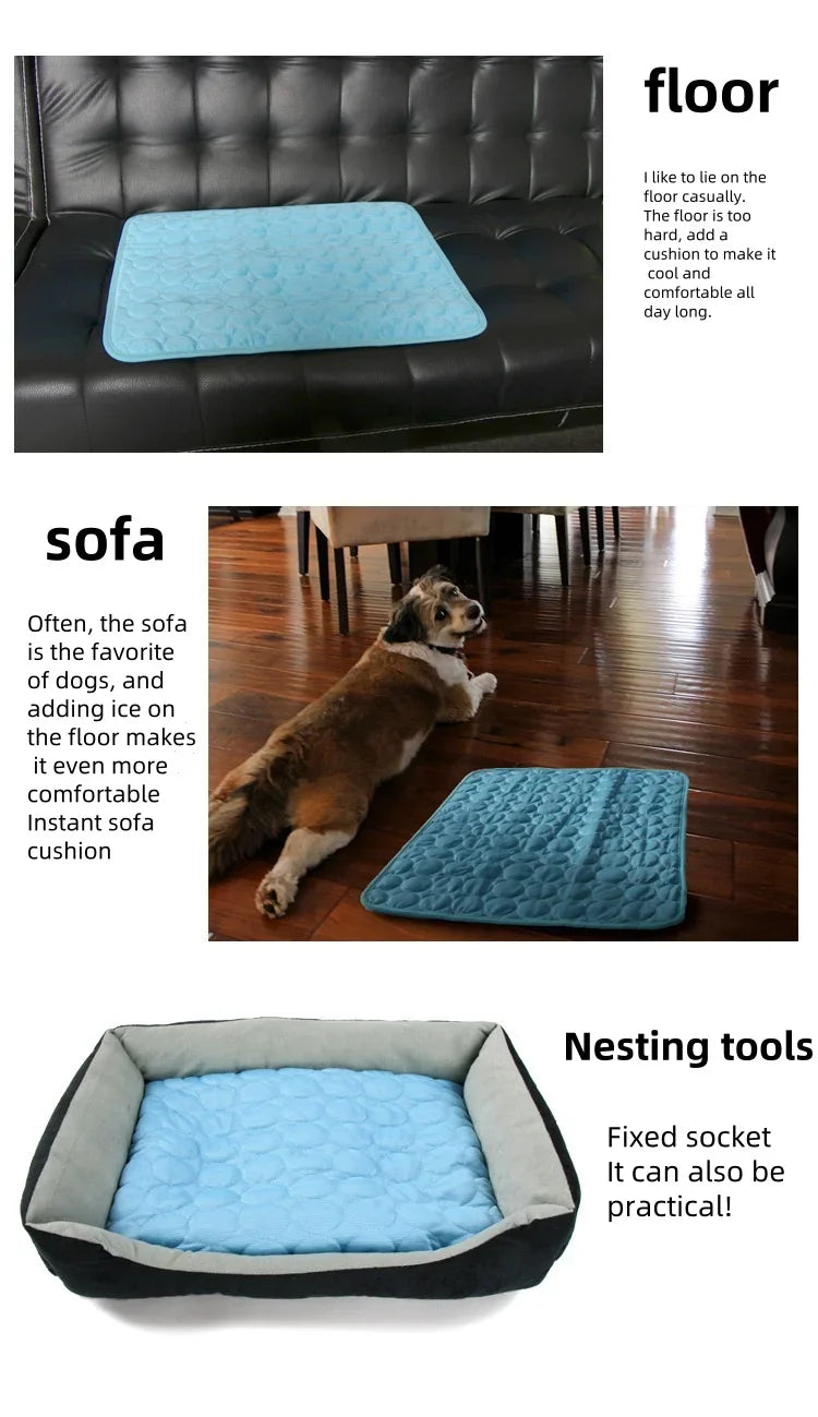 Pet Cooling Mat Summer Cat and Dog Sofa Mat Soft Ice Silk Cold Feeling Nest Mat Summer Dog Cooling Mat Pet Products Dog Beds