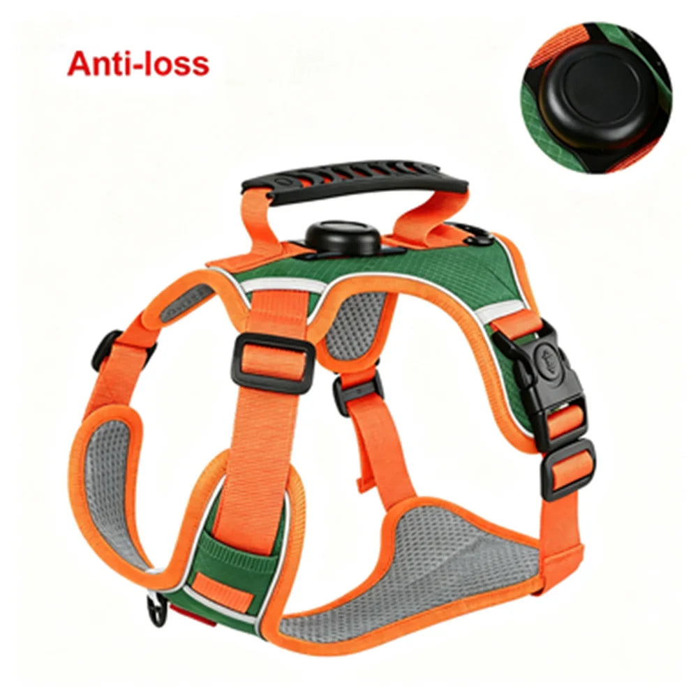 Reflective No-Pull Dog Harness Vest with AirTag Holder