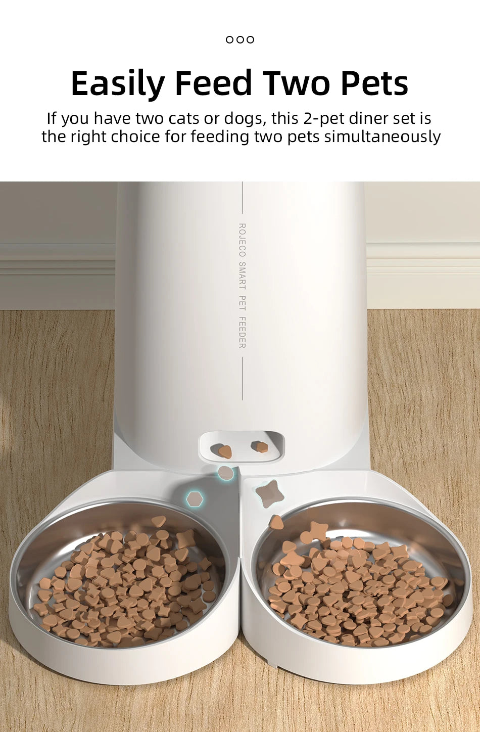 Stainless Steel Single & Double Bowl Accessories For 4L Automatic Pet Feeder Cat Food Dispenser Without Pet Feeder