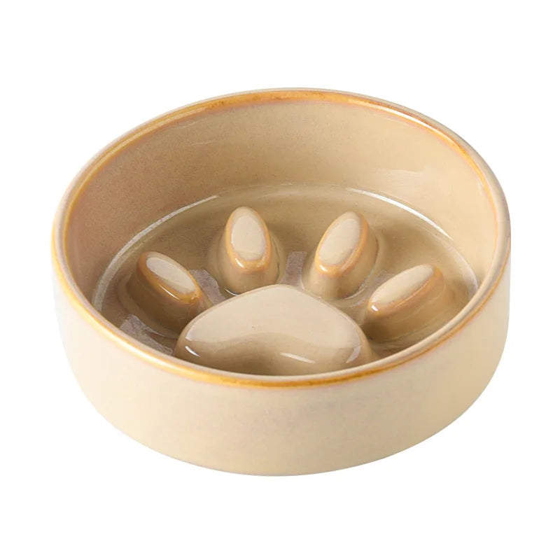 Ceramic Dog Bowl with Slow Feeder & Water Options