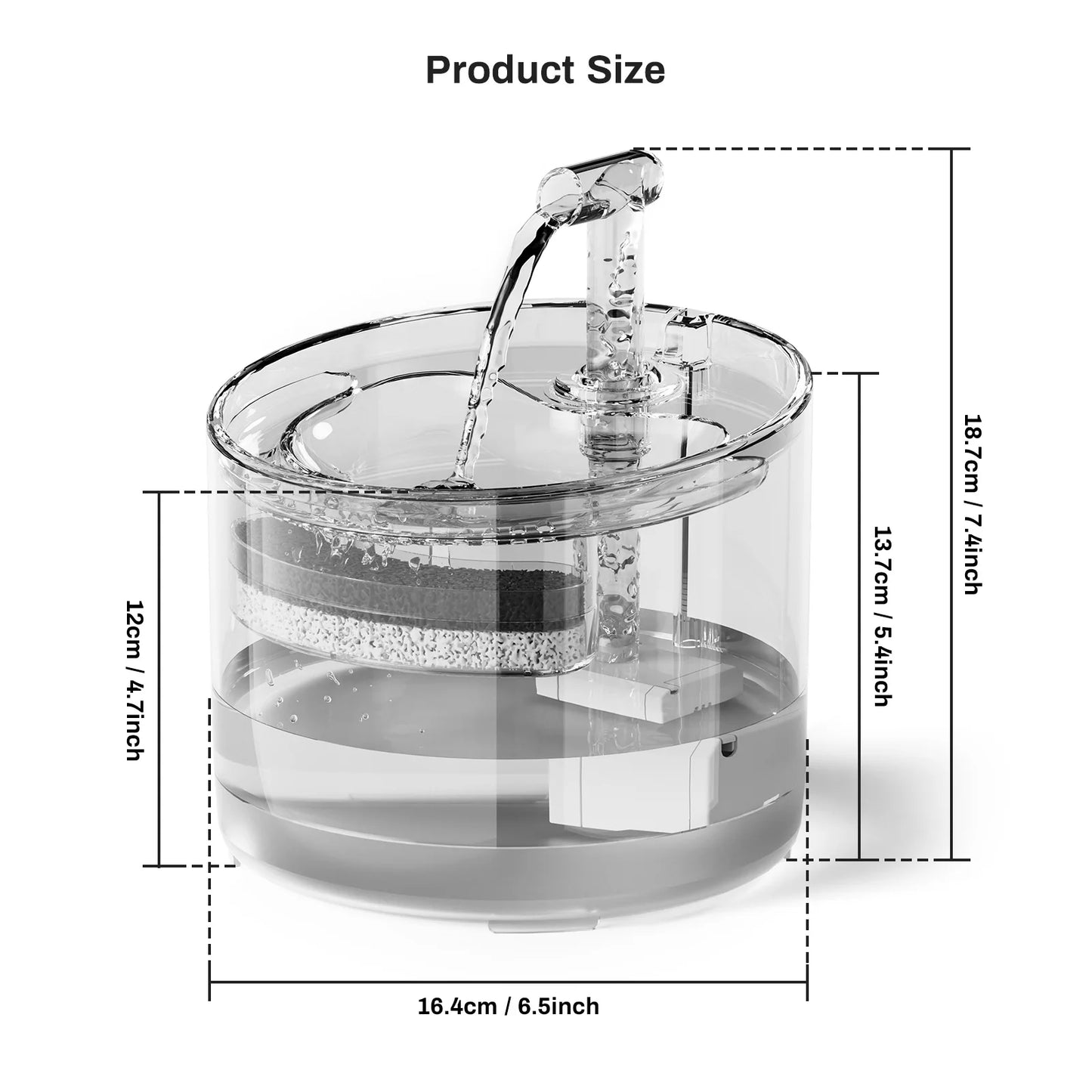 2.2L Silent Pet Water Fountain with Visible Filtration - Automatic Dispenser for Cats & Dogs