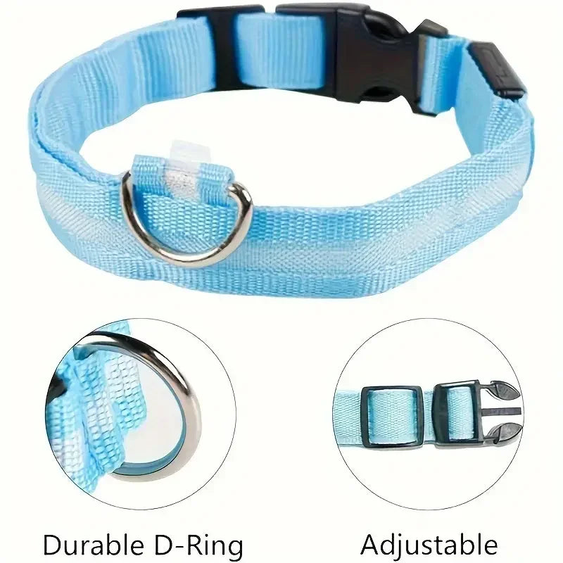 LED Dog Collar - Rechargeable Safety Light for Night Walking