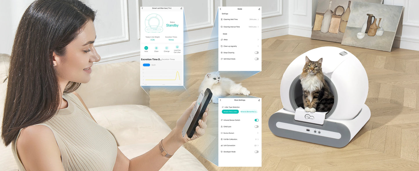 Automatic Cat Litter Box with mat - Self-Cleaning with App Control