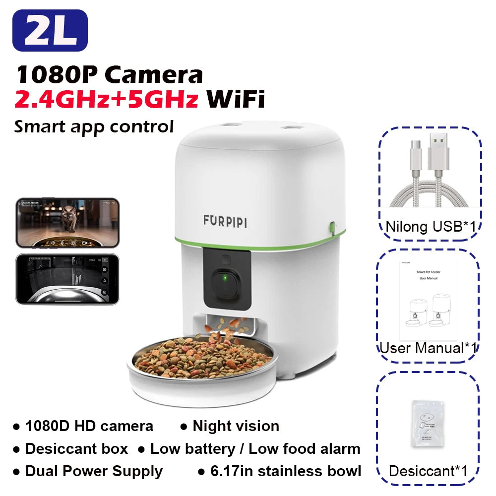 Smart Camera Pet Feeder with 1080P HD & 5G WiFi