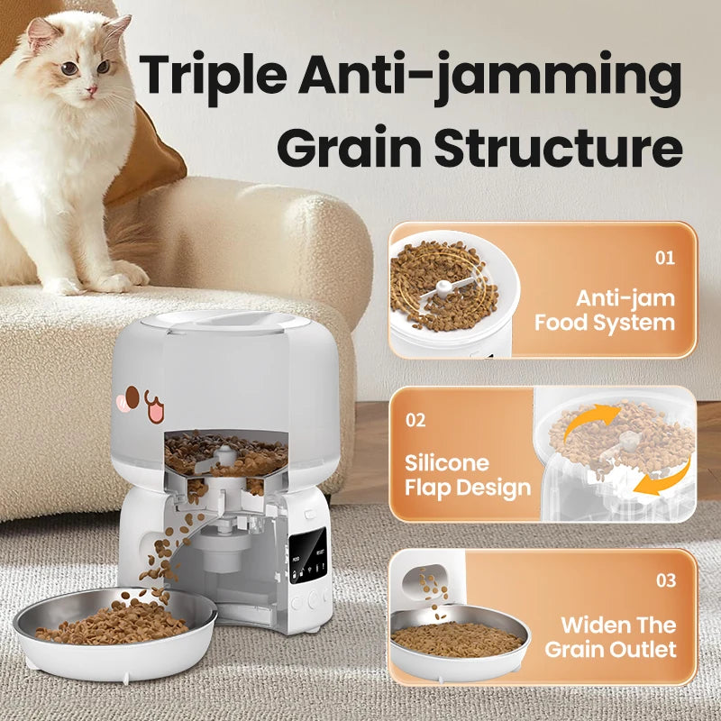 3L Smart WiFi Automatic Pet Feeder with Button Control and Remote Feeding