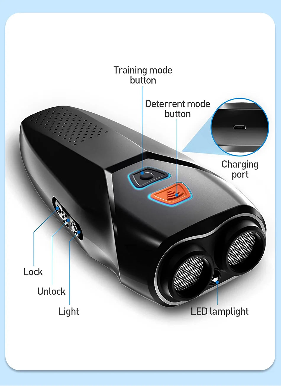 Ultrasonic Dog Training Device with Anti-Barking Technology and LED Flashlight