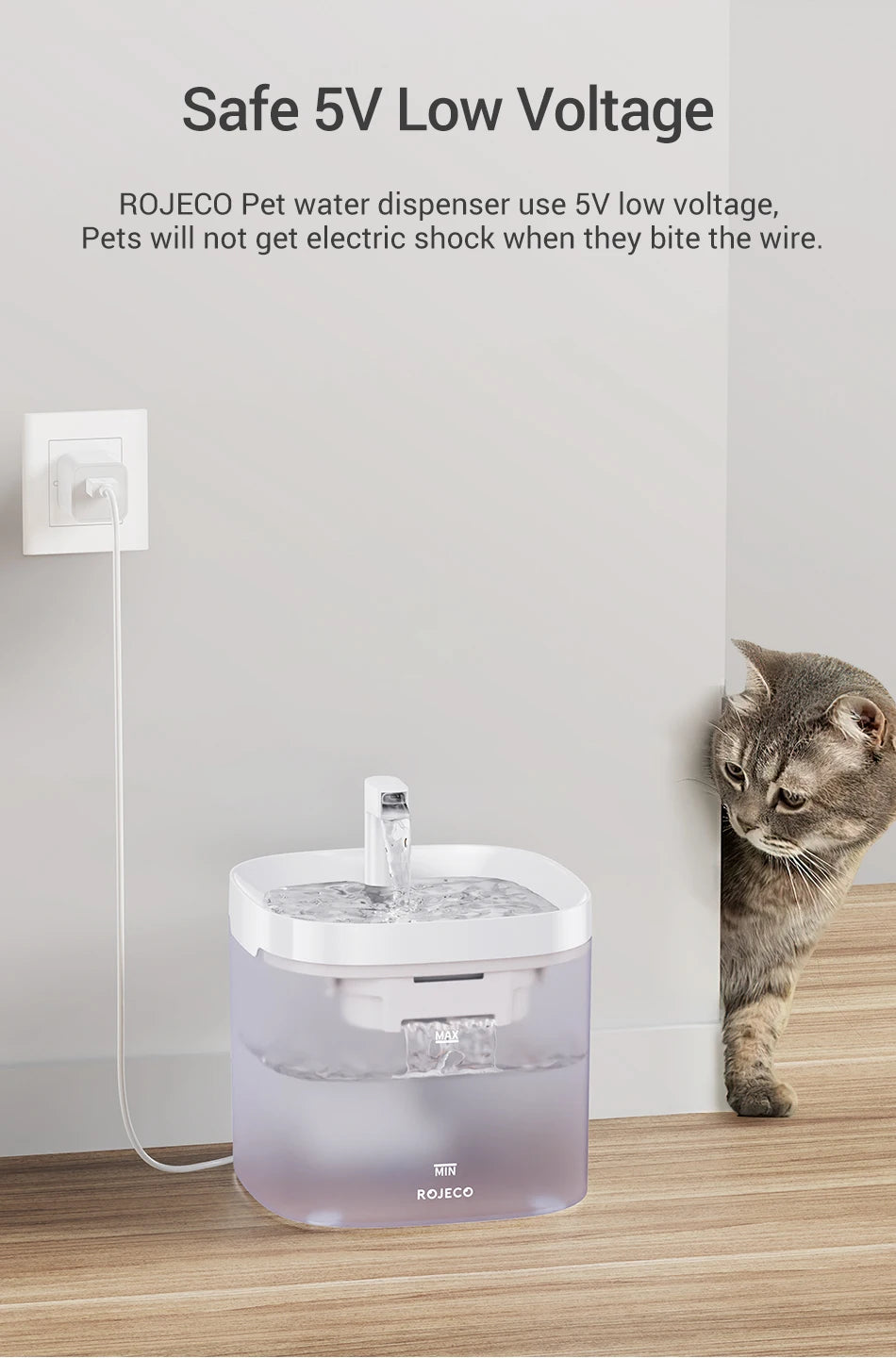Transparent Smart Cat Water Fountain with Automatic Purifier System
